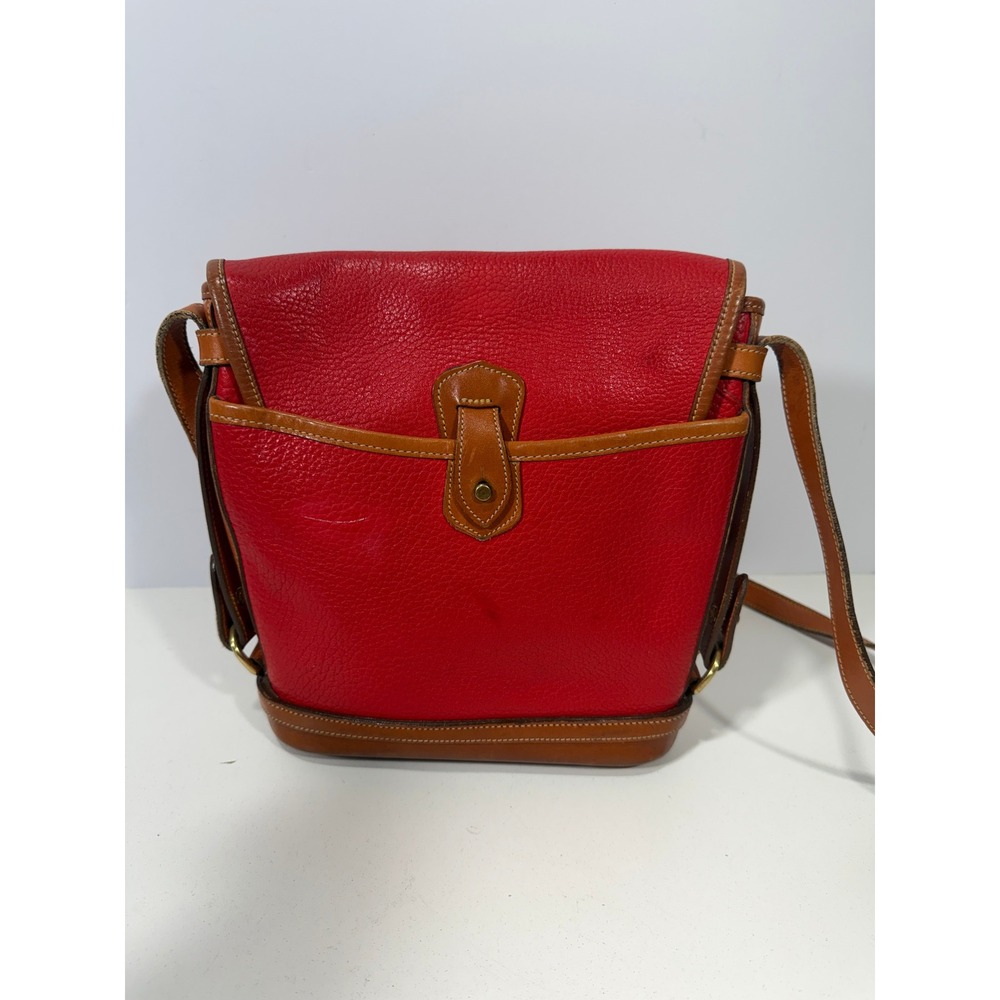 Dooney & Bourke Vintage All Weather Leather Crossbody Bag Red Tan USA Made - Picture 6 of 16